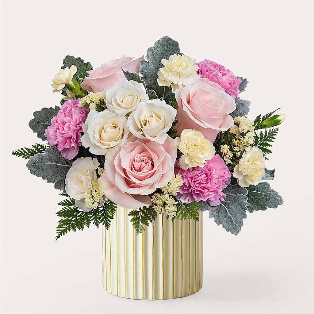 Blissful Moments Bouquet with Ivory Vase – SOUTHERN TRADITIONS FLORAL & GIFTS, Swainsboro GA