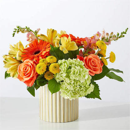 Autumn Sunshine Bouquet with Ivory Vase – SOUTHERN TRADITIONS FLORAL & GIFTS, Swainsboro GA